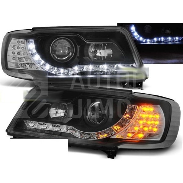 Přední světla, lampy AUDI 100 C4-DAYLIGHT Černá, LED blinkr Přední světla, lampy AUDI 100 C4-DAYLIGHT Černá, LED blinkr