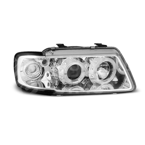Přední světla, lampy AUDI A3 8L, 96-00, ANGEL EYES - Chromová Přední světla, lampy AUDI A3 8L, 96-00, ANGEL EYES - Chromová