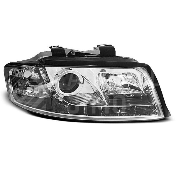Přední světla, lampy AUDI A4 B6 00-04 - DAYLIGHT Chromová, H1 Přední světla, lampy AUDI A4 B6 00-04 - DAYLIGHT Chromová, H1