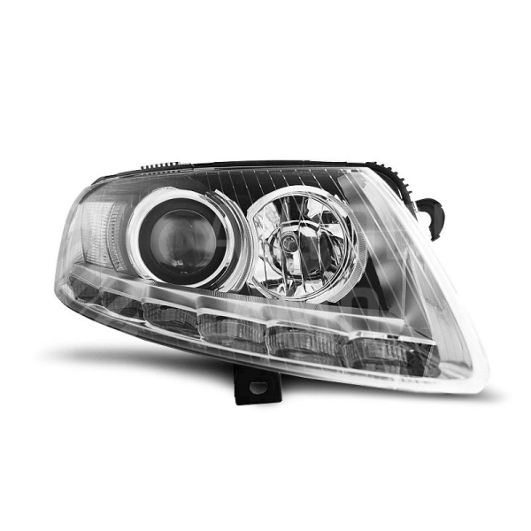 Přední světla , lampy Audi A6 C6 Day light, xenon, DRL, chromová Přední světla , lampy Audi A6 C6 Day light, xenon, DRL, chromová