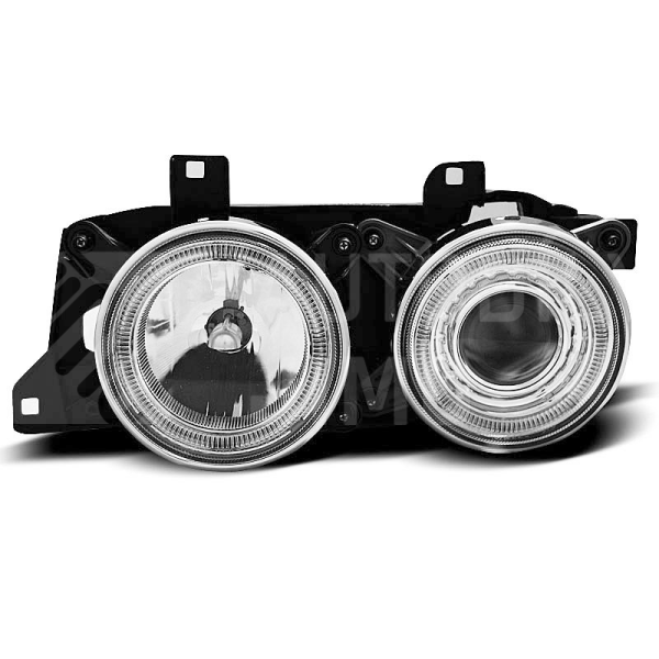 Přední světla, lampy BMW E32, E34, ANGEL EYES, chrom, H1 Přední světla, lampy BMW E32, E34, ANGEL EYES, chrom, H1