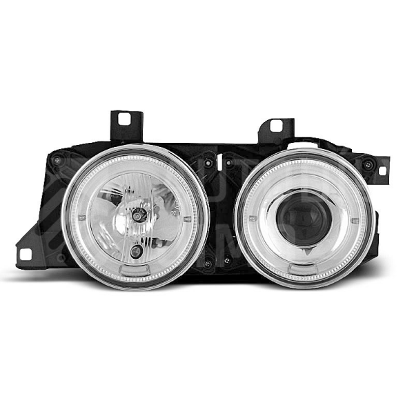 Přední světla, lampy BMW E32, E34 - ANGEL EYES Chromová Přední světla, lampy BMW E32, E34 - ANGEL EYES Chromová