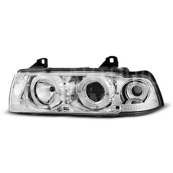 Přední světla, lampy BMW E36 ANGEL EYES Chromová Přední světla, lampy BMW E36 ANGEL EYES Chromová