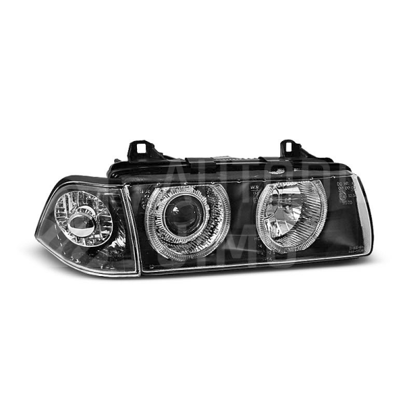 Přední světla, lampy BMW E36 Sedan/Combi-ANGEL EYES Černá Přední světla, lampy BMW E36 Sedan/Combi-ANGEL EYES Černá