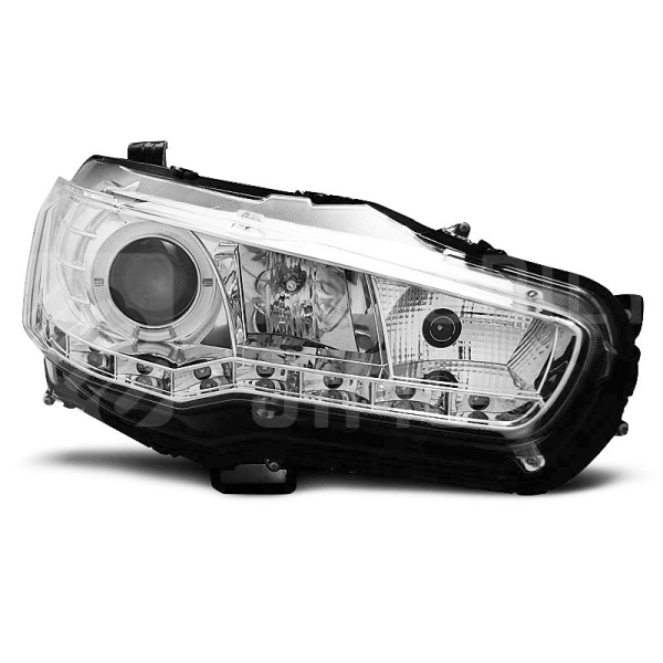 Přední světla, lampy Mitsubishi Lancer 08-11 Day light, chromové