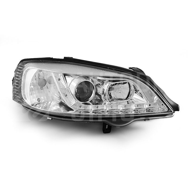 Přední světla, lampy Opel Astra G 98-08 Day light chromová 