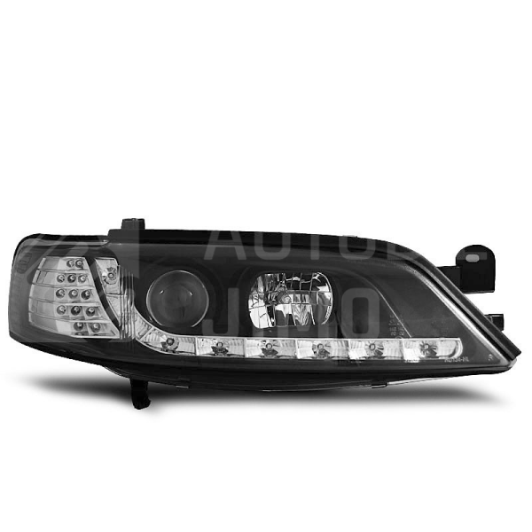 Přední světla, lampy Opel Vectra B 95-99 Day light, LED blinkr, černá Přední světla, lampy Opel Vectra B 95-99 Day light, LED blinkr, černá