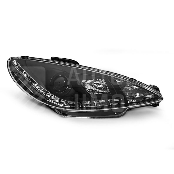 Přední světla, lampy Peugeot 206 98-02 Day light, černé Přední světla, lampy Peugeot 206 98-02 Day light, černé