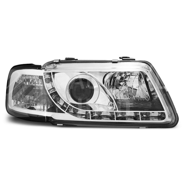 Přední světla, lampy s denním svícením, DRL Audi A3 8L 96-00 chromové Přední světla, lampy s denním svícením, DRL Audi A3 8L 96-00 chromové