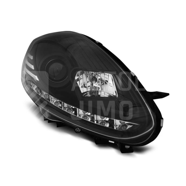 Přední světla, lampy s denním svícením, DRL Fiat Punto Evo 09-12 černá Přední světla, lampy s denním svícením, DRL Fiat Punto Evo 09-12 černá