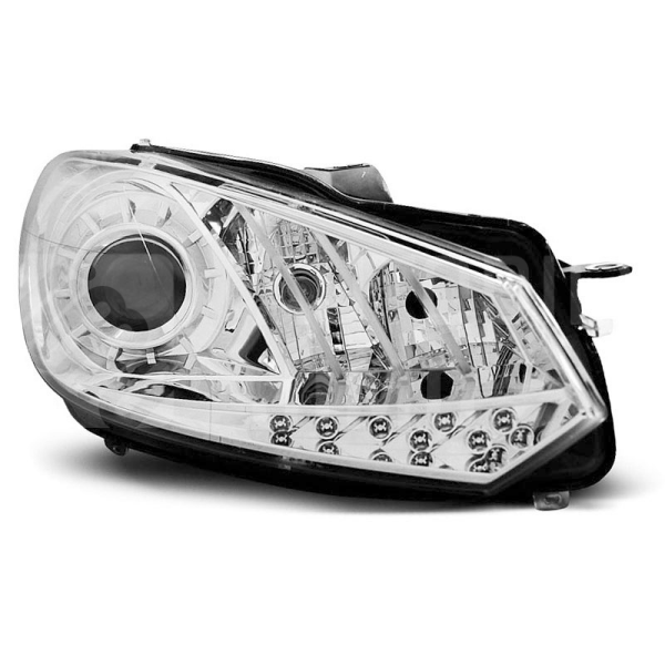 Přední světla, lampy s denním svícením, DRL VW Golf VI 08-13 chromové H15 Přední světla, lampy s denním svícením, DRL VW Golf VI 08-13 chromové H15