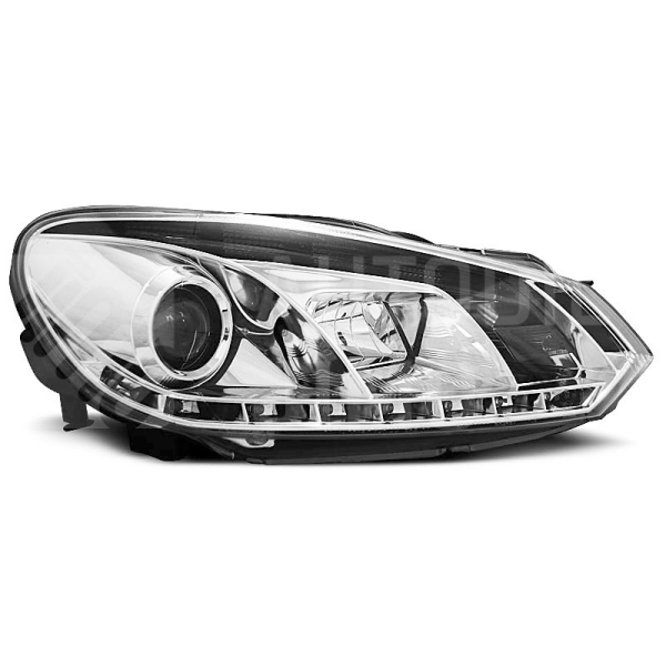 Přední světla, lampy s denním svícením, DRL VW Golf VI 08-13 chromové H7/H1 Přední světla, lampy s denním svícením, DRL VW Golf VI 08-13 chromové H7/H1