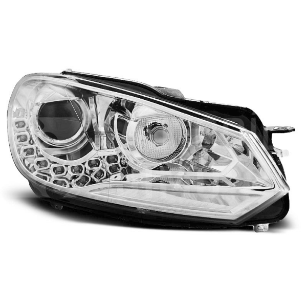 Přední světla, lampy s denním svícením, DRL VW Golf VI 08-13 chromové Přední světla, lampy s denním svícením, DRL VW Golf VI 08-13 chromové
