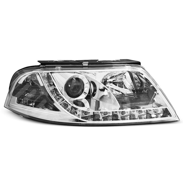 Přední světla, lampy s denním svícením, DRL VW Passat B5.5 3BG 00-05 chromové Přední světla, lampy s denním svícením, DRL VW Passat B5.5 3BG 00-05 chromové