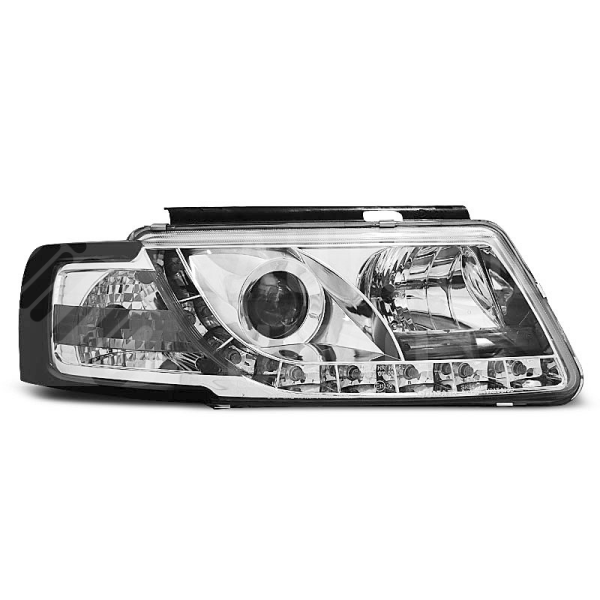 Přední světla, lampy s denním svícením, DRL VW Passat B5 96-00 chromové Přední světla, lampy s denním svícením, DRL VW Passat B5 96-00 chromové