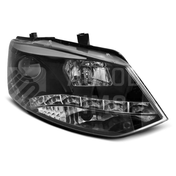 Přední světla, lampy s denním svícením, DRL VW Polo 6R 09-14 černé Přední světla, lampy s denním svícením, DRL VW Polo 6R 09-14 černé