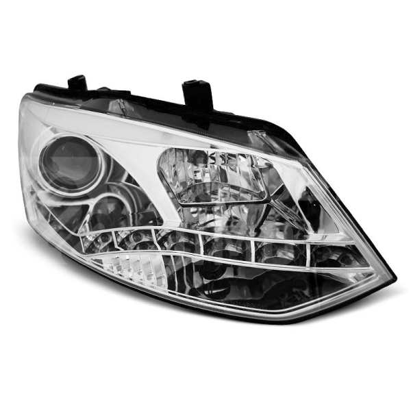 Přední světla, lampy s denním svícením, DRL VW Polo 6R 09-14 chromové Přední světla, lampy s denním svícením, DRL VW Polo 6R 09-14 chromové