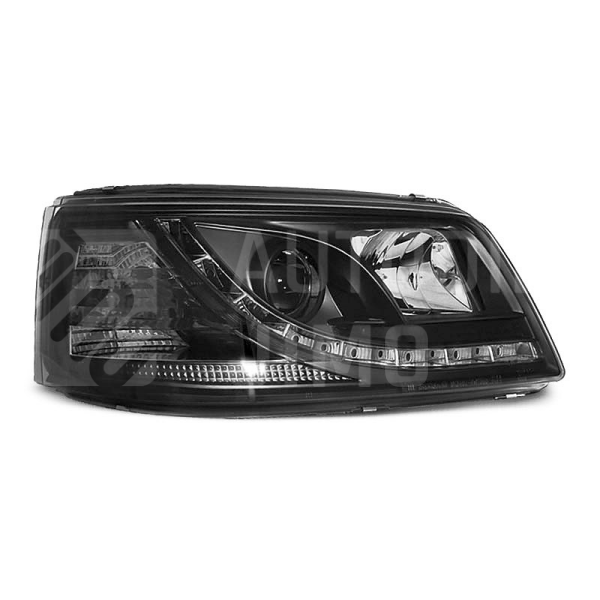 Přední světla, lampy s denním svícením, DRL VW T5 Transporter, Multivan 03-09 černé