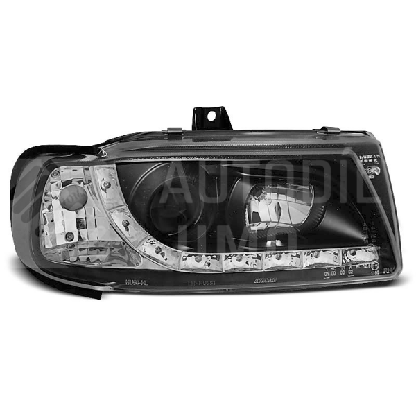 Přední světla, lampy Seat Cordoba, Ibiza, VW Polo Classic 93-99 Day light, černé Přední světla, lampy Seat Cordoba, Ibiza, VW Polo Classic 93-99 Day light, černé