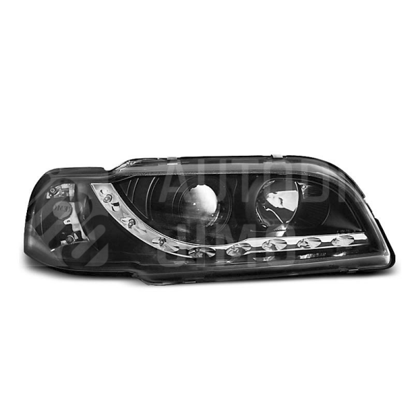 Přední světla, lampy Volvo S40, V40 96-00 Day light, černá Přední světla, lampy Volvo S40, V40 96-00 Day light, černá