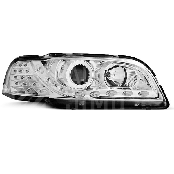 Přední světla, lampy Volvo S40, V40 96-00 Day light, chromová, LED blinkr Přední světla, lampy Volvo S40, V40 96-00 Day light, chromová, LED blinkr