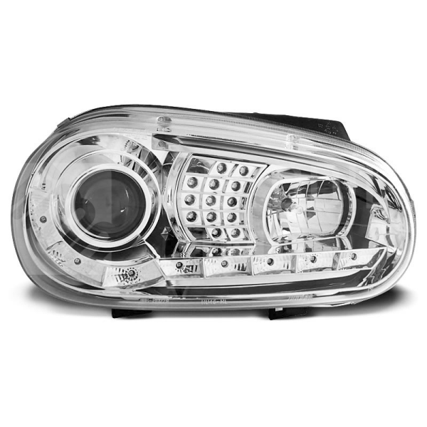 Přední světla, lampy VW Golf IV 97-04 Day light, LED blinkr, chromové