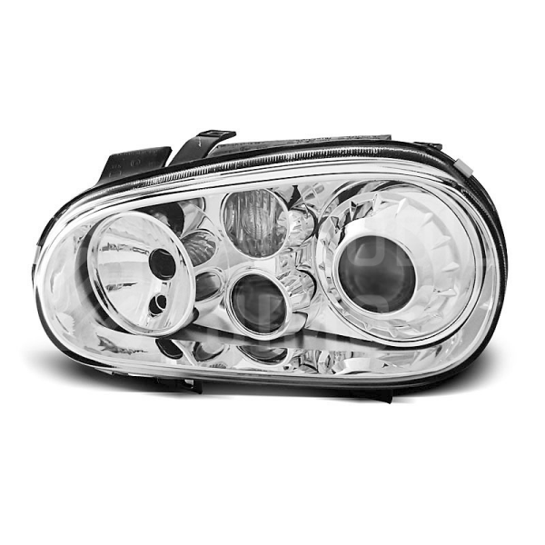 Přední světla, lampy VW Golf IV, R32 look 97-04 chromová H7, s mlhovkami 
