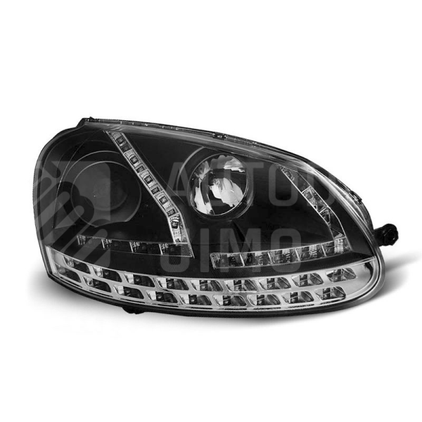 Přední světla, lampy VW Golf V 03-08 Day light, LED blinkr, černá Přední světla, lampy VW Golf V 03-08 Day light, LED blinkr, černá