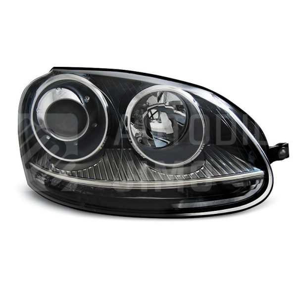 Přední světla, lampy VW Golf V 03-08, vzhled GTi, černá H7 Přední světla, lampy VW Golf V 03-08, vzhled GTi, černá H7