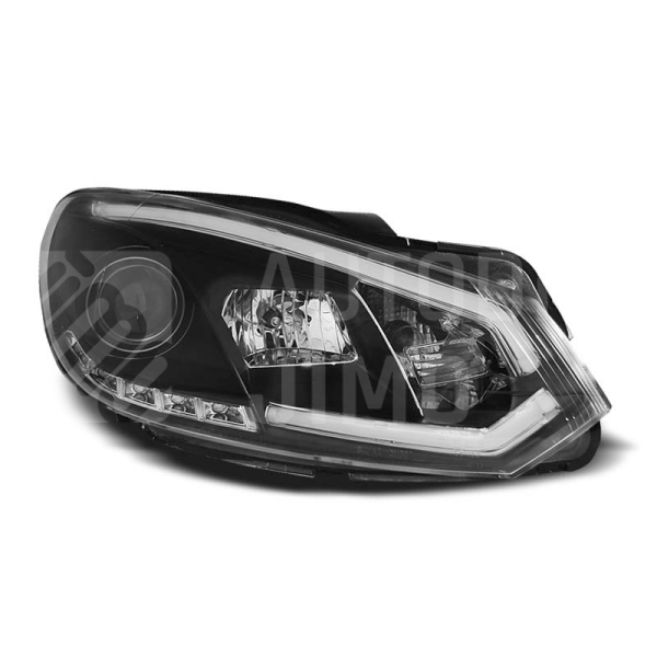 Přední světla, lampy VW Golf VI 08-13 LED TUBE light, DRL,  Černá Přední světla, lampy VW Golf VI 08-13 LED TUBE light, DRL,  Černá
