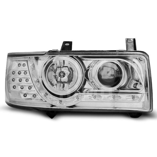 Přední světla, lampy VW T4 Transporter, Caravelle, Multivan 90-03 Day light, LED blinkr, chromové