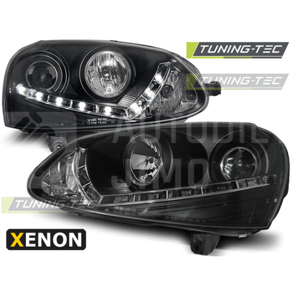 Přední světla, lampy xenonové VW Golf V 03-08 Day light černé Přední světla, lampy xenonové VW Golf V 03-08 Day light černé