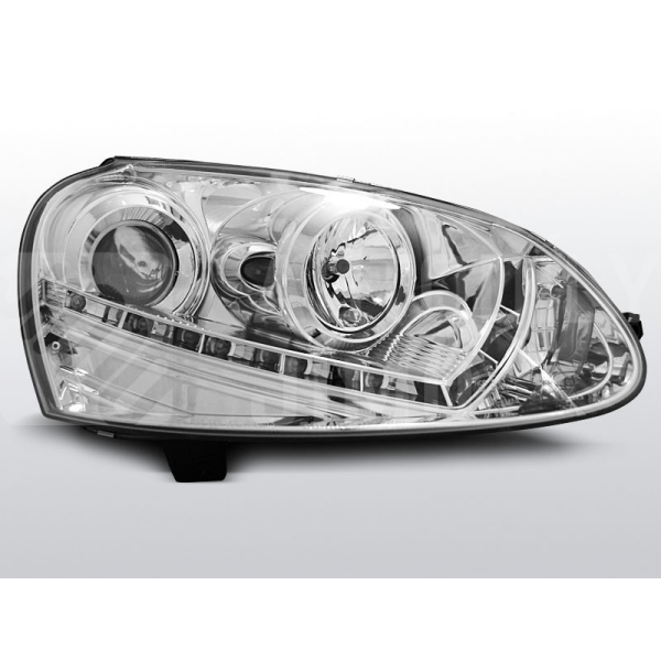 Přední světla, lampy xenonové VW Golf V 03-08 Day light chromové Přední světla, lampy xenonové VW Golf V 03-08 Day light chromové