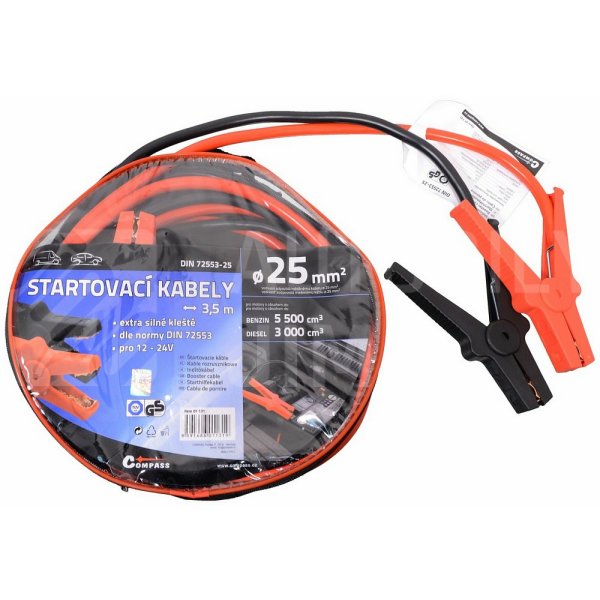 Startovací kabely 25 délka 3,5m TÜV/GS DIN72553