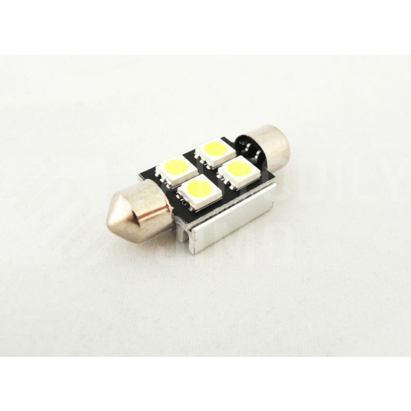 Superlight LED žárovka sufit 12V 36mm 4 led diody SMD 5050 CAN-BUS bílá 6500K Superlight LED žárovka sufit 12V 36mm 4 led diody SMD 5050 CAN-BUS bílá 6500K