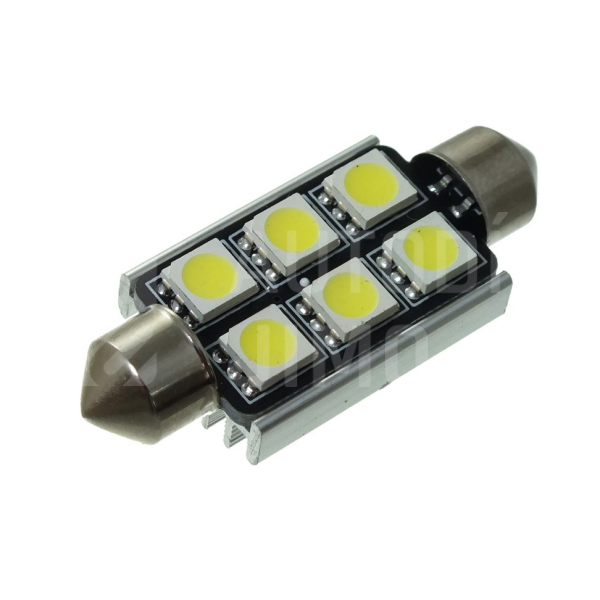 Superlight LED žárovka sufit 12V 36mm 6 led diody SMD 5050 CAN-BUS bílá 6500K Superlight LED žárovka sufit 12V 36mm 6 led diody SMD 5050 CAN-BUS bílá 6500K