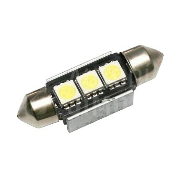 Superlight LED žárovka sufit 12V 39mm 3 led diody SMD 5050 CAN-BUS bílá 6500K Superlight LED žárovka sufit 12V 39mm 3 led diody SMD 5050 CAN-BUS bílá 6500K