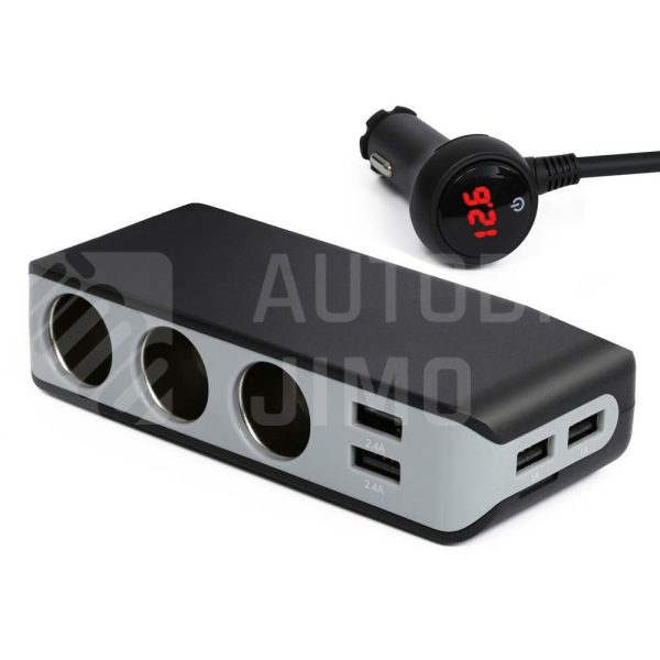 Superlight Rozdělovač do zásuvky zapalovače cigaret, 4 USB porty, 12V a 24V, Voltmetr Superlight Rozdělovač do zásuvky zapalovače cigaret, 4 USB porty, 12V a 24V, Voltmetr