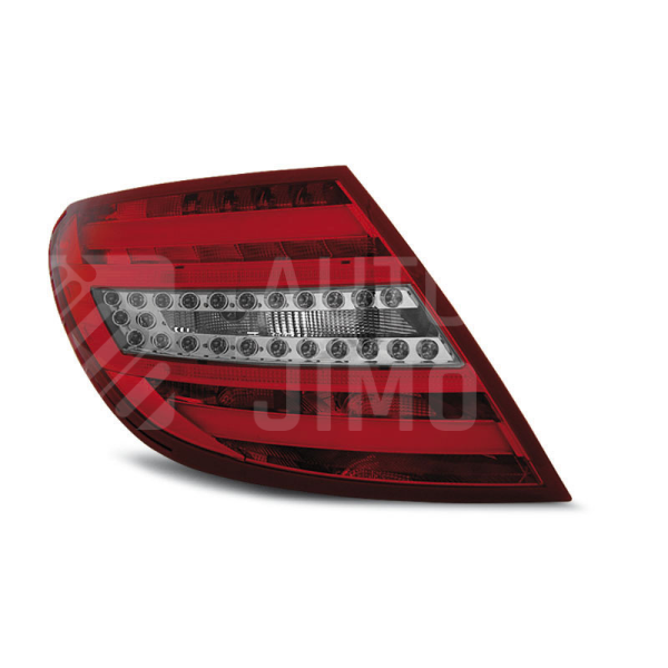 Zadní světla, lampy Mercedes C W204 07-10, sedan, LED proužky, červeno-bílé.