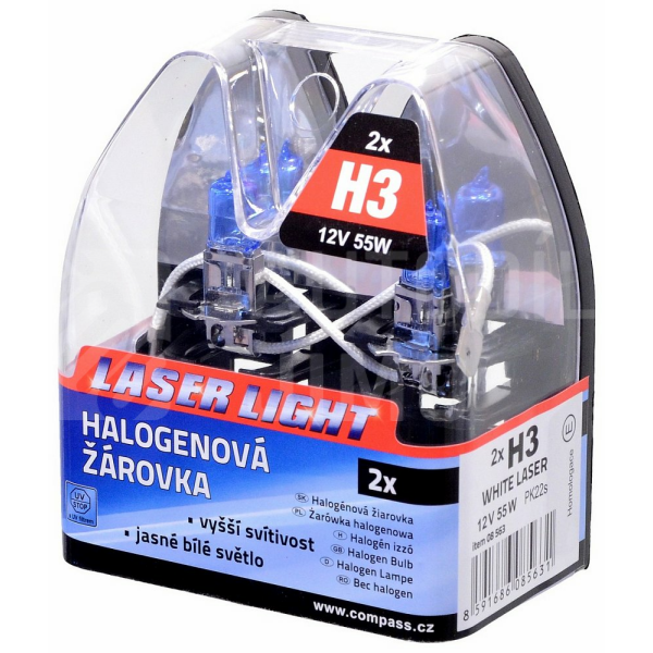 Žárovka 12V H3 55W Pk22s WHITE LASER 2ks Žárovka 12V H3 55W Pk22s WHITE LASER 2ks