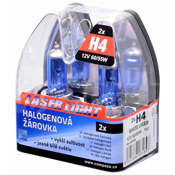 Žárovka 12V H4 60/55W P43t WHITE LASER 2ks