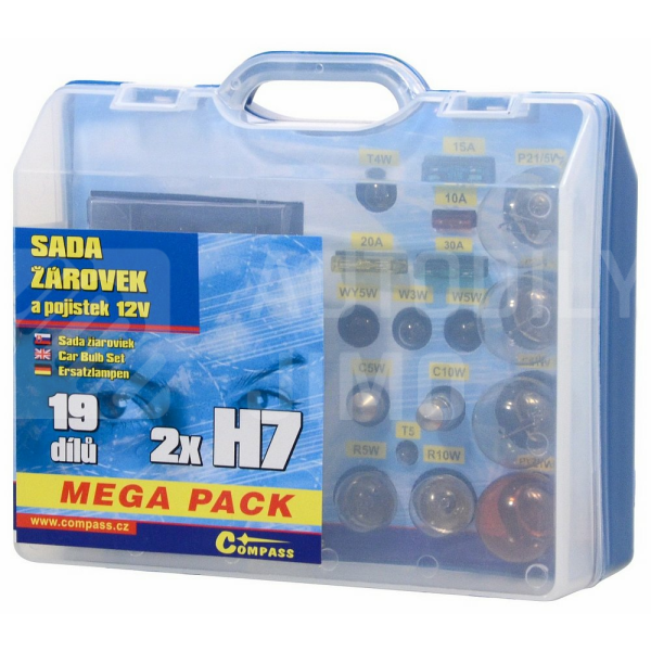 Žárovky 12 V servisní box MEGA H7 + H7 + pojistky