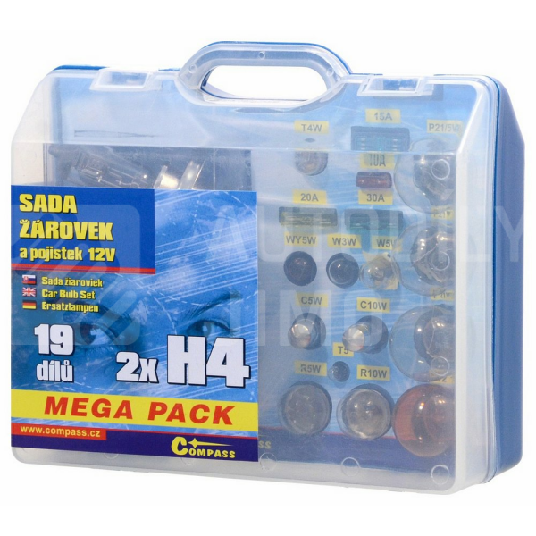 Žárovky 12V servisní box MEGA H4 + H4 + pojistky