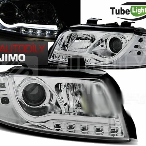 Přední světla AUDI A4 B6 00-04 - LED TUBE LIGHT Chromová H1.jpg