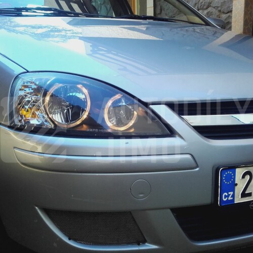 Přední světla, lampy Angel Eyes Opel Corsa C 00-06 černá H7.jpg