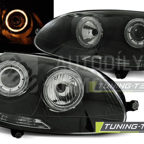 Přední světla, lampy Angel Eyes VW Golf V 03-08 černá H7.jpg