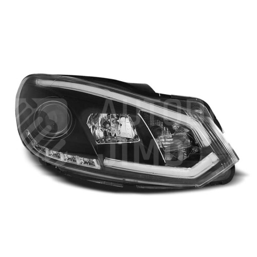 Přední světla, lampy VW Golf VI 08-13 LED TUBE light, DRL,  Černá.jpg