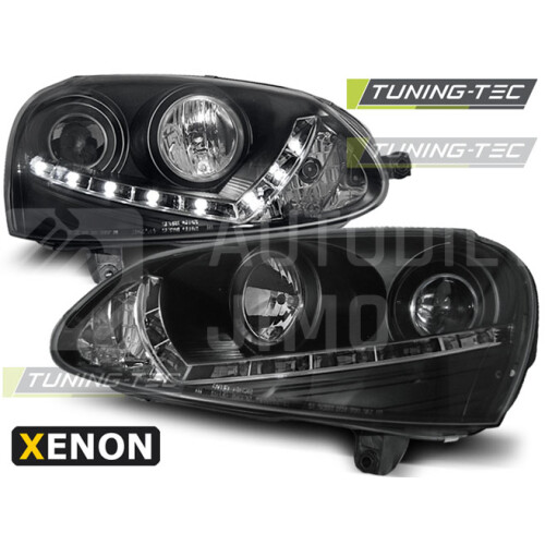 Přední světla, lampy xenonové VW Golf V 03-08 Day light černé.jpg