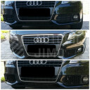 Mřížky do předního nárazníku Audi A4 B8 08-11, RS Style, s mlhovkama, černá