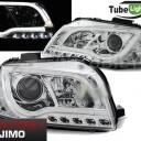 Přední světla AUDI A3 8P 03-08 - LEDTUBELIGHT Chromová H7/H1